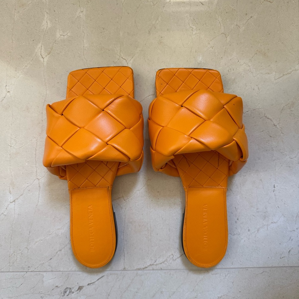 Orange Woven Slide Sandals